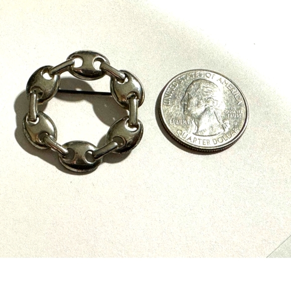 Anchor Mariners Link Silver Round Brooch - Picture 1 of 2